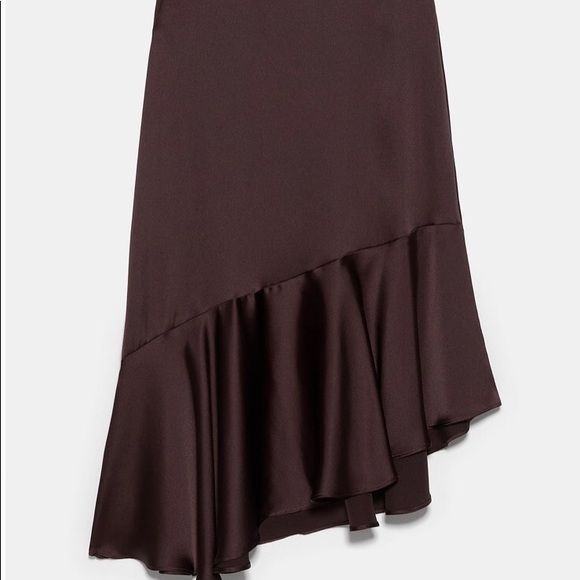 Zara satin midi skirt with frill hem - Picture 4 of 4
